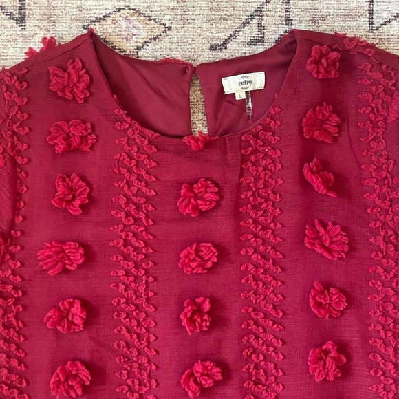 Entro Red Textured Shift Mini Dress - Picture 2 of 8